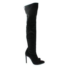 Giuseppe Zanotti Ophelia Black Velvet Over The Knee Heeled Boots Details * Authentic * Size: 38.5 * Pull-On Style * Almond Toe * Knotted Detail Top * Over The Knee * High Velvet Wrapped Stiletto Heel * Vibram Rubber Bottom Sole * Minimal Signs Of Sole Wear Fabric * Outer: 100% Velvet * Lining/Insole: 100% Leather * Outsole: Leather/Rubber Approx. Measurements * Heel Height: 4.25" * Total Shaft Height: 26" * Circumference: 15" Elegant Boots With 4-inch Heel For Night Out, Elegant Suede Heeled Boots With 4-inch Heel, Elegant Heeled Boots With 4-inch Heel For Night Out, Chic Boots With Reinforced Heel For Galas, Elegant Boots With 4-inch Heel For Winter, Elegant Winter Boots With 4-inch Heel, Chic Fitted Boots For Formal Occasions, Elegant Winter Heels, Luxury Heeled Boots For Galas