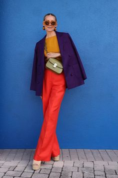 spring wide leg pants, linen pants, spring style Red Wide Leg Pants, Maximalist Fashion, Rainbow Plaid, Blair Eadie, Colour Combinations Fashion, Atlantic Pacific, Color Blocking Outfits, Elegant Blazers, Iconic Dresses