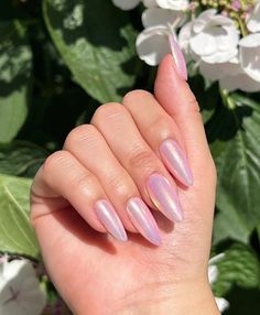 Length: Medium Type: Almond    GelxNails *Nails can be reused depending on customer care* Colors: Chrome Pink   What's Included?: - Nail Set - Nail Glue - Nail Buffer  - Nail File  - Cuticle Pusher - Alcohol Wipe - Step-by-step Instructions Can't find what you're looking for? Send us a message with a photo of your nail design! Cotton Candy Chrome Nails, Pink Crome Nails Ideas, Pink Drink Nails, Pink Chrome Nails Almond, Metalic Pink Nails Gel, Pink Clear Chrome Nails, Chrome Nails Designs Pink, Holographic Chrome Nails, Iridescent Pink Nails