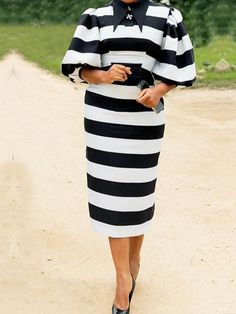 Buy Inexpensive Dresses at Stylewe online store, SPU: 114DR2K1075, Color: Stripe, Sleeve Length:Short Sleeve, Thickness:Regular. Sleeve Formal Dress, Dress For Parties, Shirt Collar Pattern, Modest Dresses Fashion, Church Attire, Black White Outfit, Cucumber Recipes