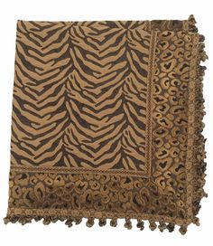 two brown and black animal print scarves with tassels