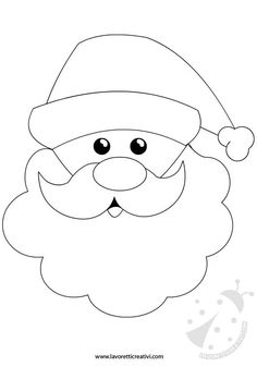 a santa claus face with a beard and hat on it's head, outlined in black and white