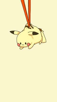 a drawing of a pikachu with two red sticks sticking out of it's head