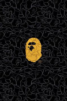 a yellow face in the middle of a black background