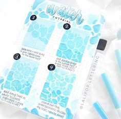 How To Draw Water Marker, Pool Bullet Journal, Watercolor Bullet Journal, Bujo Beach Theme, Beach Bujo, Summer Bujo Themes, Ocean Journal, How To Draw Water