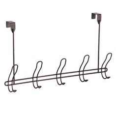 four hooks are attached to the side of a coat rack