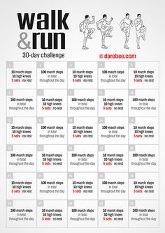 a printable poster showing the benefits of walking and running in 30 - day challenge