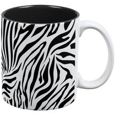 a black and white zebra print coffee mug