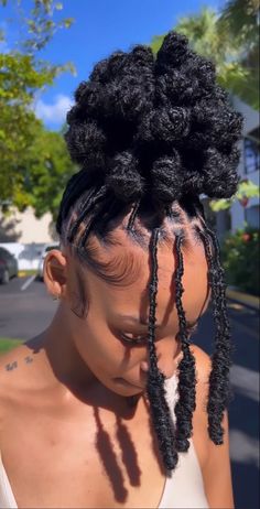 Starter Locs Ponytail Styles, Locs In Low Bun, Updo Soft Locs Hairstyles For Women, Feminine Natural Hairstyles Black Women, Nails 2023 Trends Winter Blue, Soft Locs Hairstyles Ideas Updo, Soft Locs Updo Hairstyles, Faux Locs Updo Styles, Petal Loc Styles