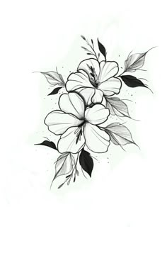 a black and white drawing of flowers