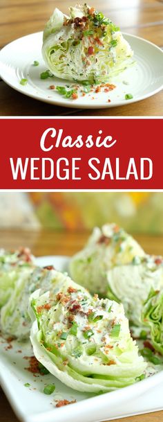 this classic wedge salad is loaded with lettuce and bacon, it's ready to be eaten