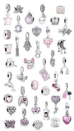 my dream #pandora charms 💍💗 Pink Pandora Charms, Preppy Jewelry, Pink Charm, Aromatherapy Jewelry