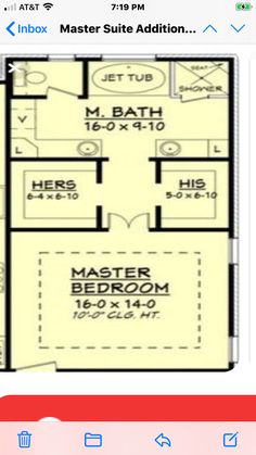 the floor plan for a home with two master suites