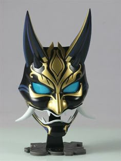 Anime Mask Design Ideas, Xiao Mask, Xiao Cosplay, Mascara Oni, Genshin Impact Xiao, Demon Mask, Oni Mask, Cool Masks