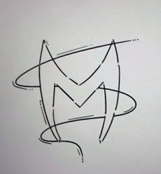 a black and white drawing of a star with an arrow on it's side