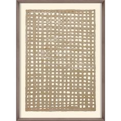 a white and brown framed artwork with squares on it