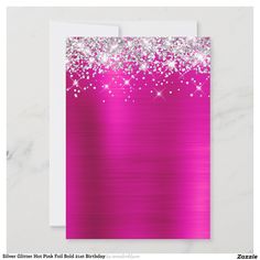 pink and silver birthday card with sparkle