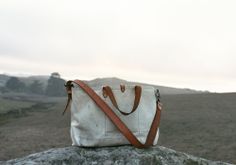 24oz Natural Boat Tote with Leather straps Duffle Bag, Leather Straps