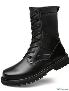 OrcaJump - Mens Mid-Calf Leather Boots - Sporty Casual for Daily Outdoor Wear - Nappa Black - Fall/Spring Leather Work Boots With Wear-resistant Round Toe, Wear-resistant Leather Work Boots With Round Toe, Leather Work Boots With Round Toe And Wear-resistant, Slip-resistant Leather Combat Boots For Streetwear, Black Wear-resistant Work Boots With Round Toe, Black Combat Boots For Winter, Combat Leather Work Boots With Round Toe, Leather Combat Work Boots With Round Toe, Leather Combat Boots With Round Toe