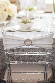 a white chair with a ring on it