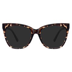 a pair of sunglasses with tortoise print on the front and black lens frames