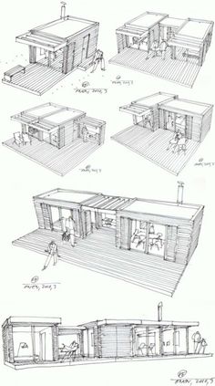 some drawings of different types of houses