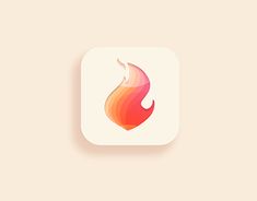 an app icon with a flame on the bottom right hand corner and a light pink background