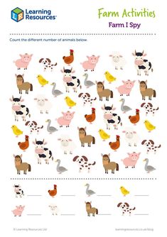 farm activities worksheet with animals and birds