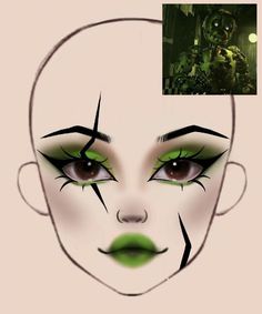 Makeup Template Face Make Up, Fnaf Makeup Ideas, Fnaf Inspired Makeup, Marionette Makeup, Creepy Makeup Looks