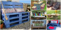 several different types of outdoor furniture made out of pallets