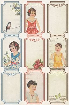 four different types of children's clothing with birds and flowers on the back side