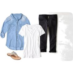 30 for 30 Wardrobe Challenge Day 13 V Neck T Shirts, Chambray Shirt, Cropped Pants