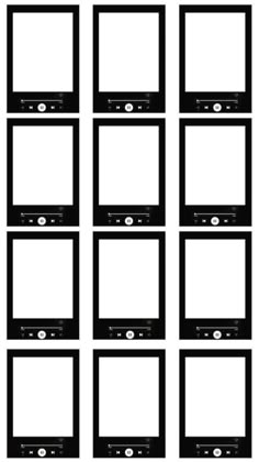 a set of nine black and white photo frames with blank space for text or images