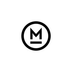 the letter m in a circle with a black outline on a white background, it appears to be made up of letters