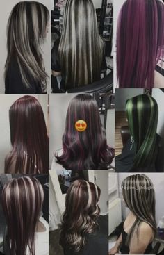 Y2k Hairstyles Color, Hair Color Ideas For Dark Hair With Highlights, Chunky Hair Dye, Colored Highlights Brown Hair, Bright Color Highlights In Brown Hair, Colors To Die Your Hair, Cool Hair Color Ideas For Brunettes, Types Of Hair Dye Style, Hair Dies Ideas