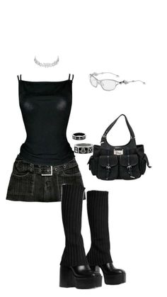 Mode Inspo, 가을 패션, Grunge Outfits, Outfits Casuales, Black Outfit, Concert Outfit, Everyday Outfits