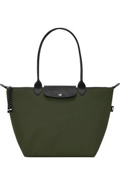 Longchamp Large Le Pliage Green Recycled Canvas Tote | Nordstrom Recycled Canvas, Compact Storage, Canvas Tote, Leather Trims, Recycling, Sleek, Nordstrom, Canvas, Free Shipping