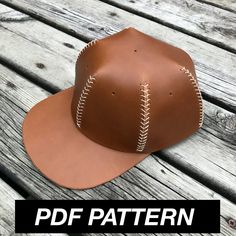 "This is a PDF pattern for the ORIGINAL Leather Baseball Hat I designed and sell under my brand GHERITY. Includes Printable PDFs in these sizes: -Letter - (8.5\" x 11\") -A4 Along with a list of instructions. This pattern scales up and down, even to extreme sizes. Printed at 100%, the stitching holes are 5mm apart.  This Hat is adjustable / one size fits all.  Construction Videos: https://youtu.be/zKmVAOJaGz4 ,  https://youtu.be/Z_mPUM3bpiw I use 5oz (2mm thick) Vegetable Tanned Leather and .020 Braided Maine Thread. Feel free to use this pattern for personal or commercial use, but please do not re-sell my pattern or take credit for its design.  Please Contact Me if you have any questions, I am here to help!" Leather Craft Patterns Free, Leather Craft Patterns Free Printable, Baseball Hat Pattern, Leather Hat Pattern, Leather Patterns Templates, Craft Patterns Free, Accessories Sewing Patterns, Diy En Cuir, Jute Craft