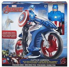 the avengerss captain america motorcycle is in its box and it's ready to be played