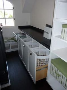 the kitchen is clean and ready to be used as a storage area for small items