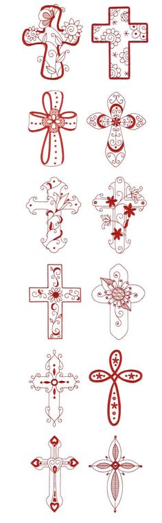 an image of cross designs in red ink