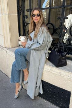 What do you think of the silver ballet flats? 🤍 I love it, tap get similar shoes! #adlink Outfit ideas for spring by Lovisa Barkman. | outfit ideas, spring fashion, spring outfit ideas, spring outfit 2024, outfit Aesthetic, outfit inspiration, outfit ideen, mode, minimal style, minimal outfit. Minimal fashion, trench coat, Lovisa Barkman outfit, Lovisa Barkman hairstyle, Capsule wardrobe, style inspiration, outfit inspo for spring, fashion ideas for spring, Casual Flats Outfit, Minimal Chic Style Outfits, Casual Dinner Outfits, Casual Dinner Outfit Summer, Going Out Outfits Casual, Dinner Outfit Fall, Dinner Outfit Casual, Scandi Fashion