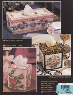 the cover of this sewing pattern shows an ornate box with flowers on it and tissue dispenser