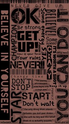 a poster with words written in black and white on it, including the words you can't start to read