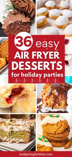 Looking for holiday desserts to make in your air fryer? Find 36 easy air fryer dessert recipes that are perfect for holiday parties or when you are craving something sweet but don't want the mess or wait of baking. These air fryer desserts give you all the delicious flavor with less oil and cleanup. Kids and adults will love these no-fuss air fryer dessert ideas. Enjoy quick air fryer desserts, air fryer desserts to feed a crowd, quick and easy desserts and healthy desserts in the air fryer. Desserts Air Fryer, Desserts To Feed A Crowd, Air Fryer Dessert Recipes, Air Fryer Desserts, Quick And Easy Desserts, Air Fryer Dessert, Dessert Bites, Banana Dessert, Feed A Crowd