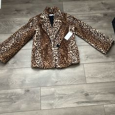 Kensie Leopard Print. Soft. One Button. With Two Hidden Pockets On Each Side. Nwt. Ruffled Denim Jacket, Black Lace Jacket, Kensie Jeans, Twill Coat, Faux Fur Vest Black, Crop Jean Jacket, Coats Women, Army Jacket, Duffle Coat