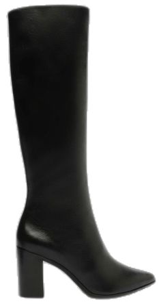 Classic Black Mid-calf Boots With Leather Lining, Classic Black Calf Leather Knee-high Boots, Black Calf Leather Knee-high Boots With Leather Sole, Classic Black Mid-calf Calf Leather Boots, Classic Black Mid-calf Boots In Calf Leather, Classic Black Knee-high Boots With Stacked Heel, Business Black Mid-calf Boots With Leather Sole, Workwear Mid-calf Boots With Block Heel, Classic Black Knee-high Boots With Pointed Toe