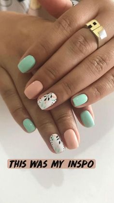 Mint Nails, Milky Nails, Her Nails, Short Acrylic Nails Designs, Nails Simple, Nails 2023, Floral Nails