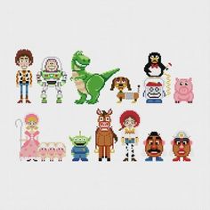 cross stitch pattern with many different characters