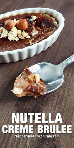 nutella creme brulee in a bowl with spoon